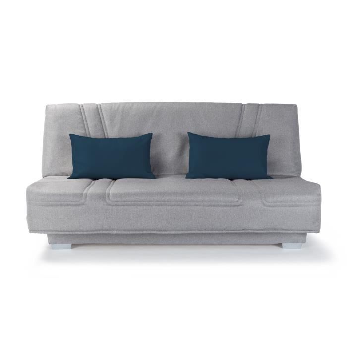 Produit similaire: COMFORT BULTEX Banquette clic-clac - 3 places - Tissu gris + Coussins déco bleu - L193 x