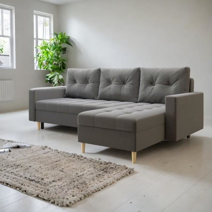 Produit similaire: Canapé d'angle convertible NOLI scandinave tissu gris