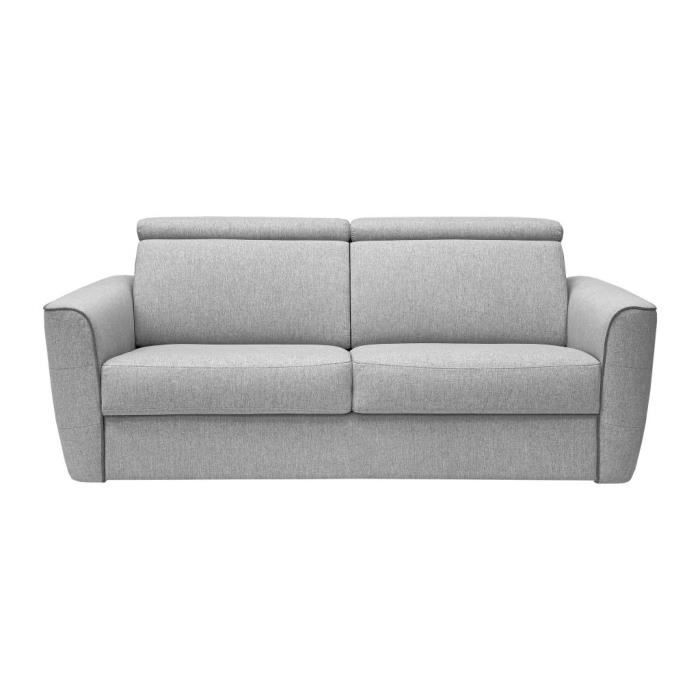 Canapé 4 places convertible express en tissu gris clair - couchage 160 cm - matelas 18 cm FLUTARI