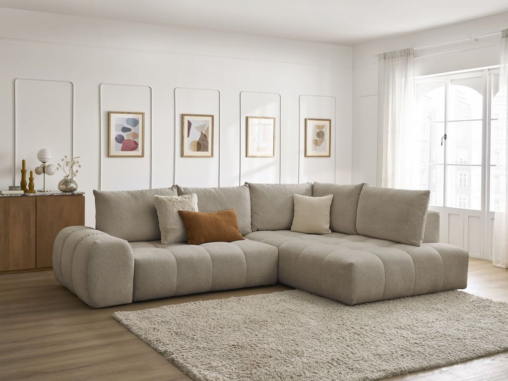 Produit similaire: Canapé d'angle L convertible coffre EVEREST tissu chiné taupe angle droit BOBOCHIC 3 places