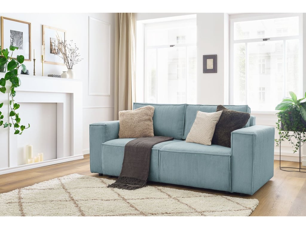 Produit similaire: Canapé droit fixe 2 places NIHAD velours côtelé bleu clair BOBOCHIC