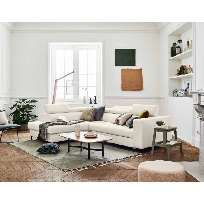 Produit similaire: Canapé d'angle gauche Olinda - 5 places - Convertible avec coffre et têtières réglables - Tissu - Beige
