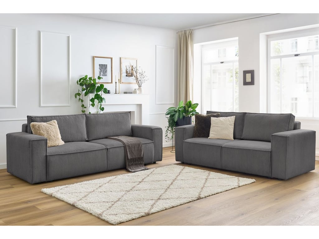 Produit similaire: Ensemble canapé droit fixe 3 + 2 places NIHAD velours côtelé gris foncé BOBOCHIC