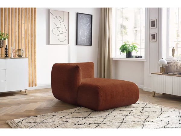 Lecomte méridienne avec accoudoir pour canapé modulable 1 place tissu texturé orange angle gauche