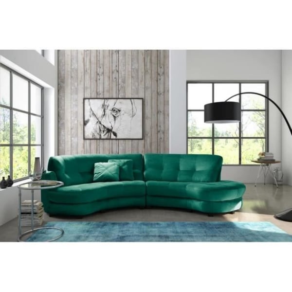 Canapé en tissu luxe 5/6 places BRENNER vert foncé, côté accoudoir gauche