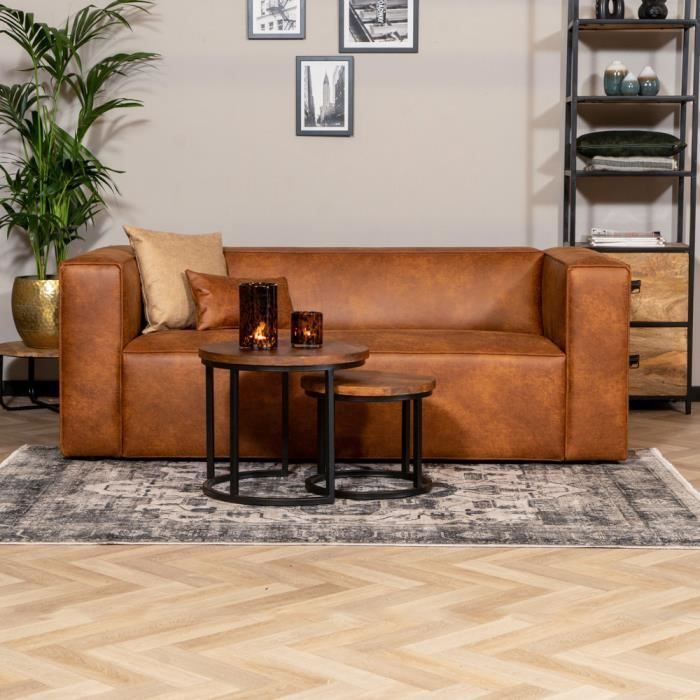 Produit similaire: Canapé industriel 2,5 places Memphis en éco-cuir cognac - Livin24 - Marron - 194cm - Avec accoudoirs