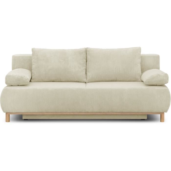 Produit similaire: Banquette convertible 3 places MIKA - Velours côtelé Beige - Coffre de rangement - L 192 x H 84 x P 93 cm