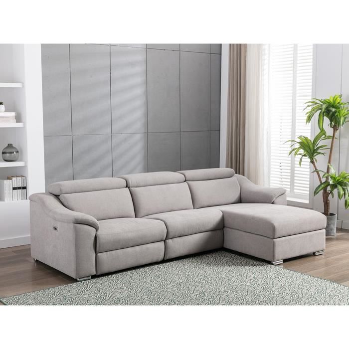 Produit similaire: Canapé d'angle relax électrique en tissu gris clair PEDRERA - Angle droit