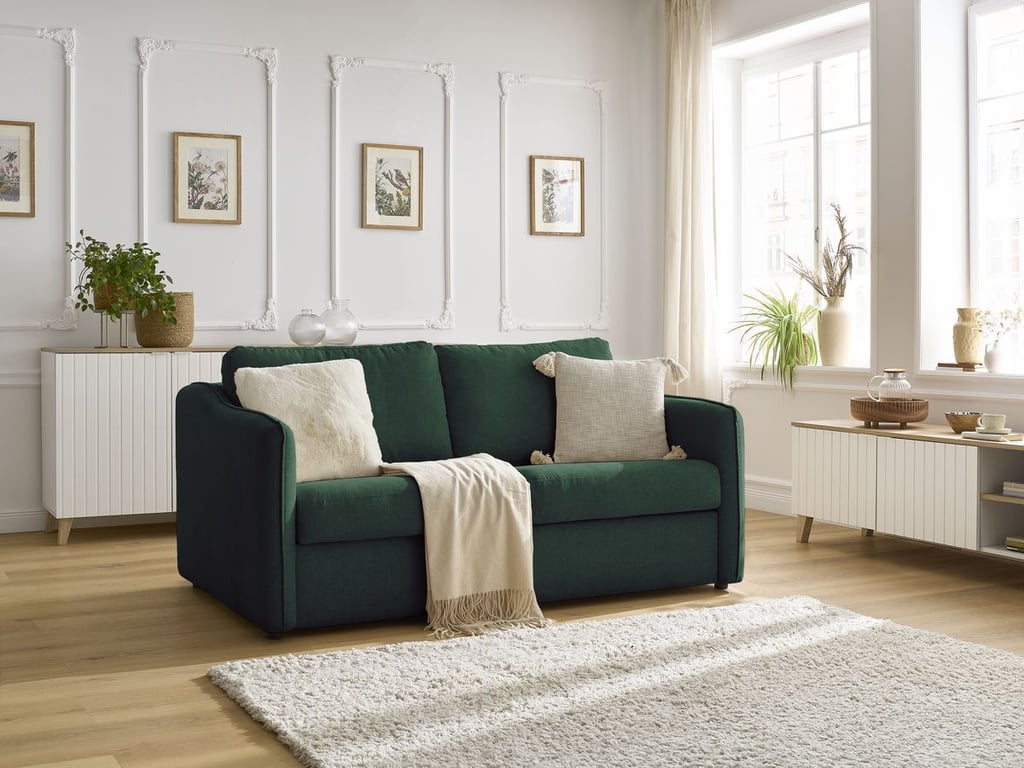 Produit similaire: Canapé droit convertible LENNY ouverture express 2 plis tissu lisse vert BOBOCHIC 3 places