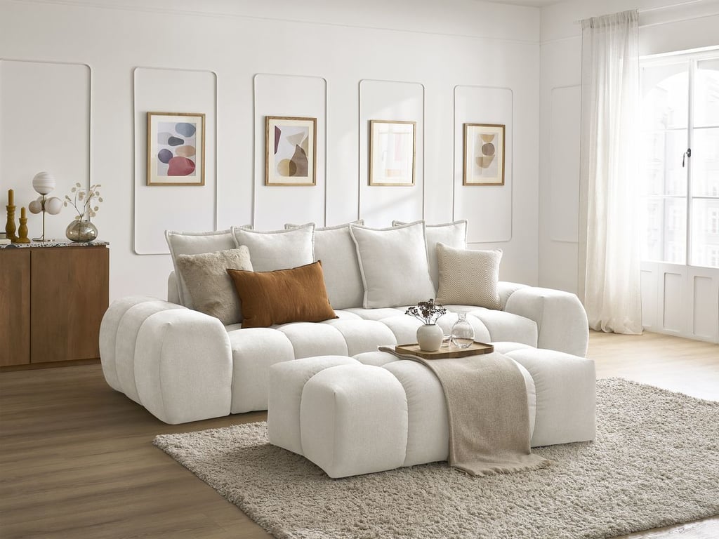 Produit similaire: Everest canapé droit fixe 3 places tissu texturé blanc