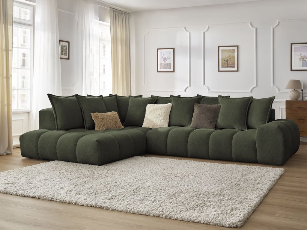 Produit similaire: Everest canapé d'angle fixe 4 places tissu chiné vert angle gauche