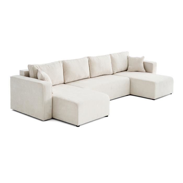 Produit similaire: Topaze - canapé panoramique en U - 7 places - convertible avec coffre - en velours côtelé plat - Ecru