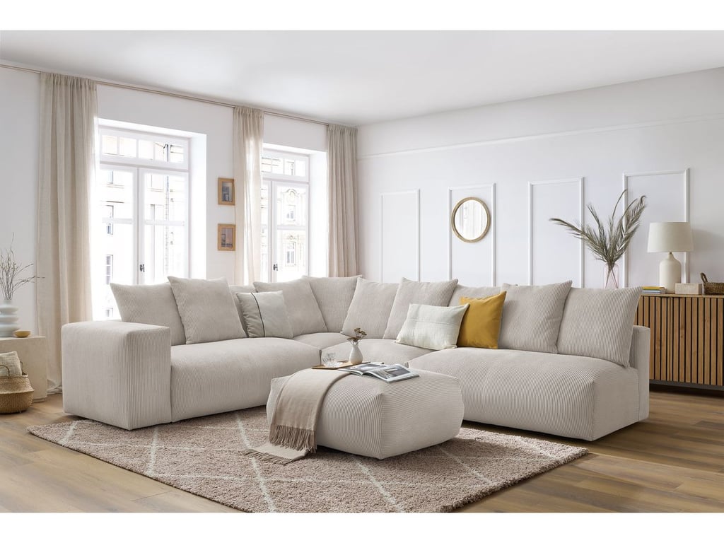 Produit similaire: Canapé d'angle fixe modulable VOLTAIRE avec 2 chauffeuses 2 places, 1 angle, 1 chauffeuse 1 place et 1 pouf beige angle gauche BOBOCHIC 7 places