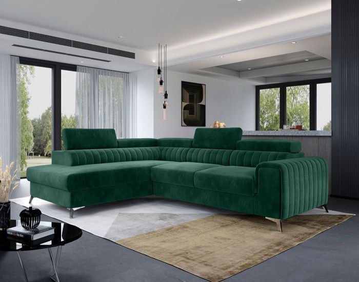 Produit similaire: Canapé d'angle gauche convertible avec coffre en velours vert - BESTMOBILIER - Talisay - 5 places