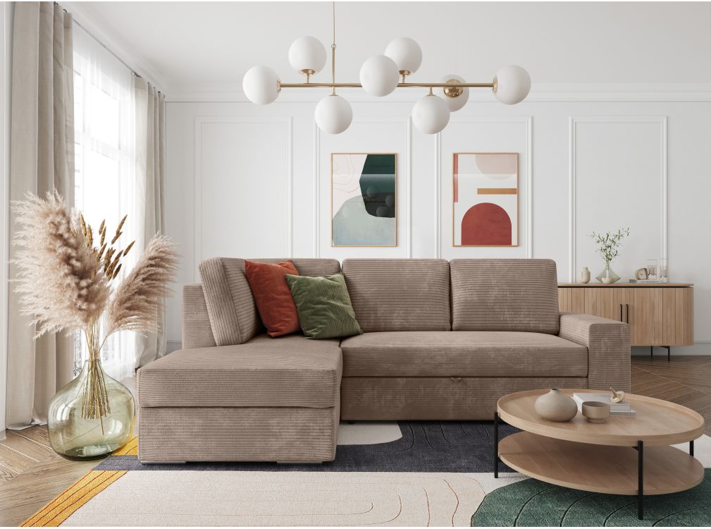 Produit similaire: ADEN - Canapé d'angle convertible avec coffre en velours côtelé