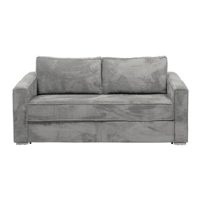 Produit similaire: Canapé 4 places convertible express en velours côtelé gris clair - Couchage à lattes larges 160 cm - Matelas 18 cm LORETO