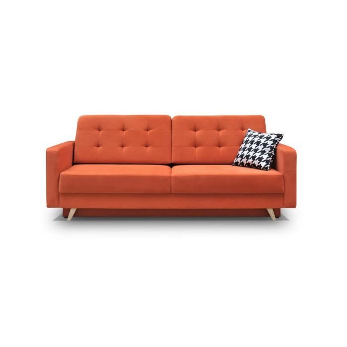 Canapé convertible Carla tissu orange - Marque - Modèle - Convertible - Tissu - Orange