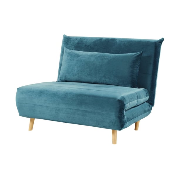 Nio - Banquette convertible en velours bleu pétrole -  1 place