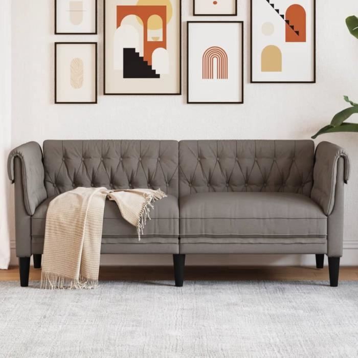 Produit similaire: Canapé salon séjour | Canapé Chesterfield 2 places | taupe tissu 182,5x74,5x74,5 cm