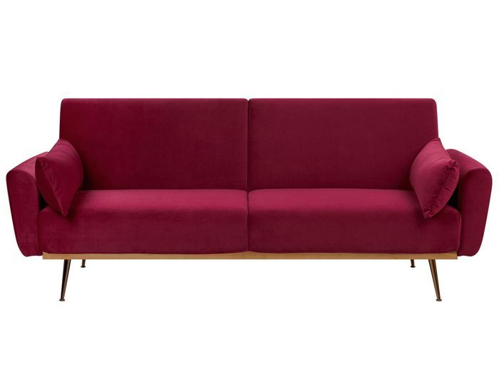 Produit similaire: Canapé convertible 3 places en velours rouge bordeaux EINA