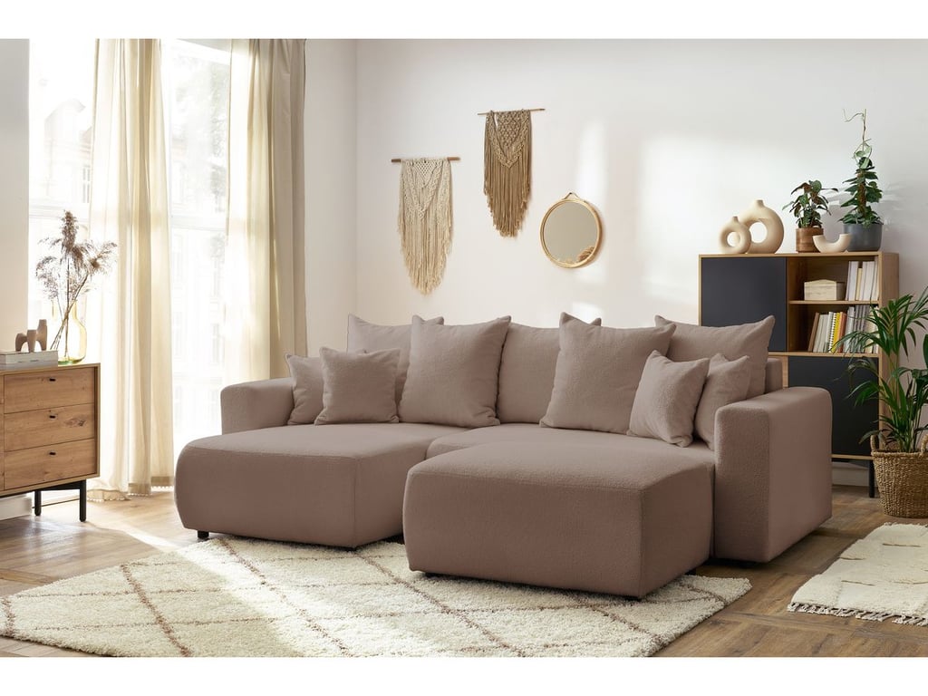 Produit similaire: Canapé d'angle réversible convertible coffre ENVY tissu bouclette doux avec pouf rectangulaire marron BOBOCHIC 5 places