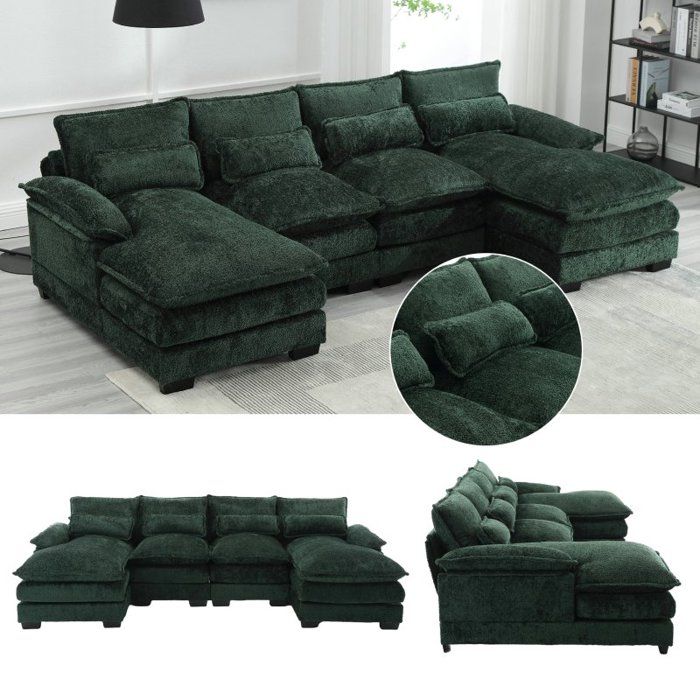 Produit similaire: Canapé 4 places en tissu bouclé - Canapé moderne en U avec 4 coussins lombaires pour salon - design ergonomique - émeraude