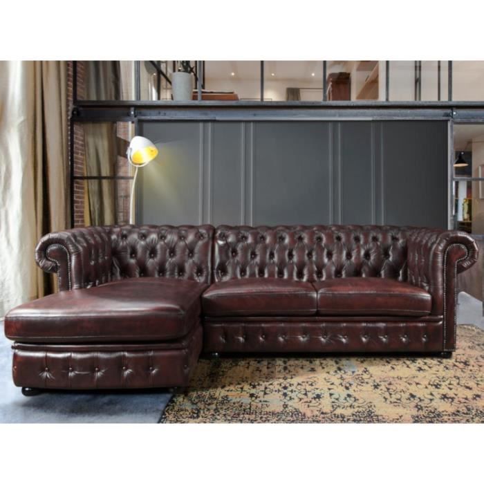 Produit similaire: Canapé d'angle chesterfield BRENTON 100% cuir de buffle - Rouge - Angle gauche - 5 places - Ferme - Fixe