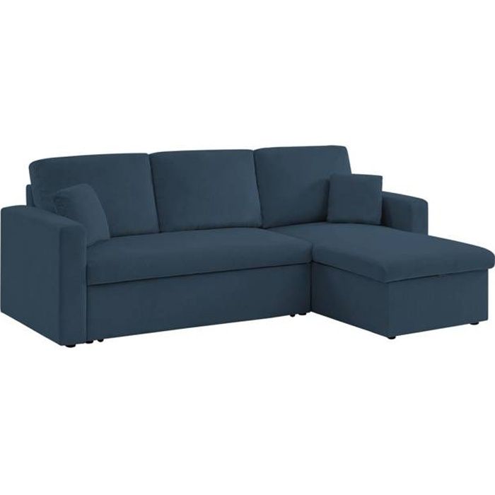 Produit similaire: Canapé d'angle convertible en velours côtelé bleu - IDA - 3 places. fauteuil d'angle réversible coffre rangement lit modulable