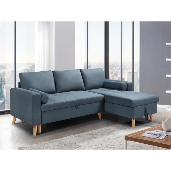 Produit similaire: Canapé d'angle convertible en tissu bleu canard avec coffre de rangement KORI - VENTE-UNIQUE