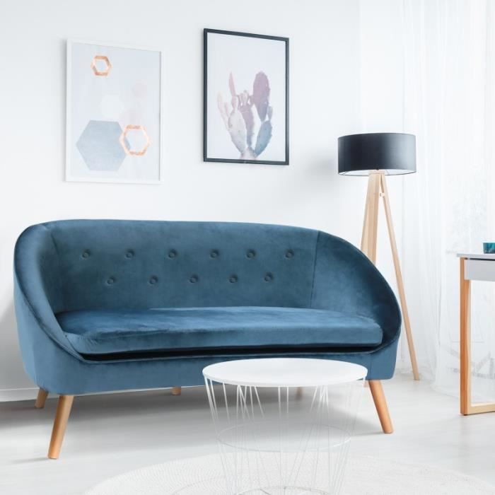 Produit similaire: Canapé banquette en velours Sonia bleu - - Fixe - 2 places - Moelleux - Vintage