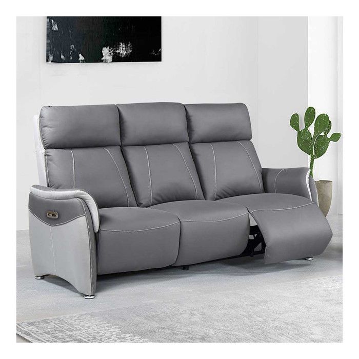 Produit similaire: Canapé 3 places Relax électrique Gris - PLICY - L 183 x l 91 x H 108 cm