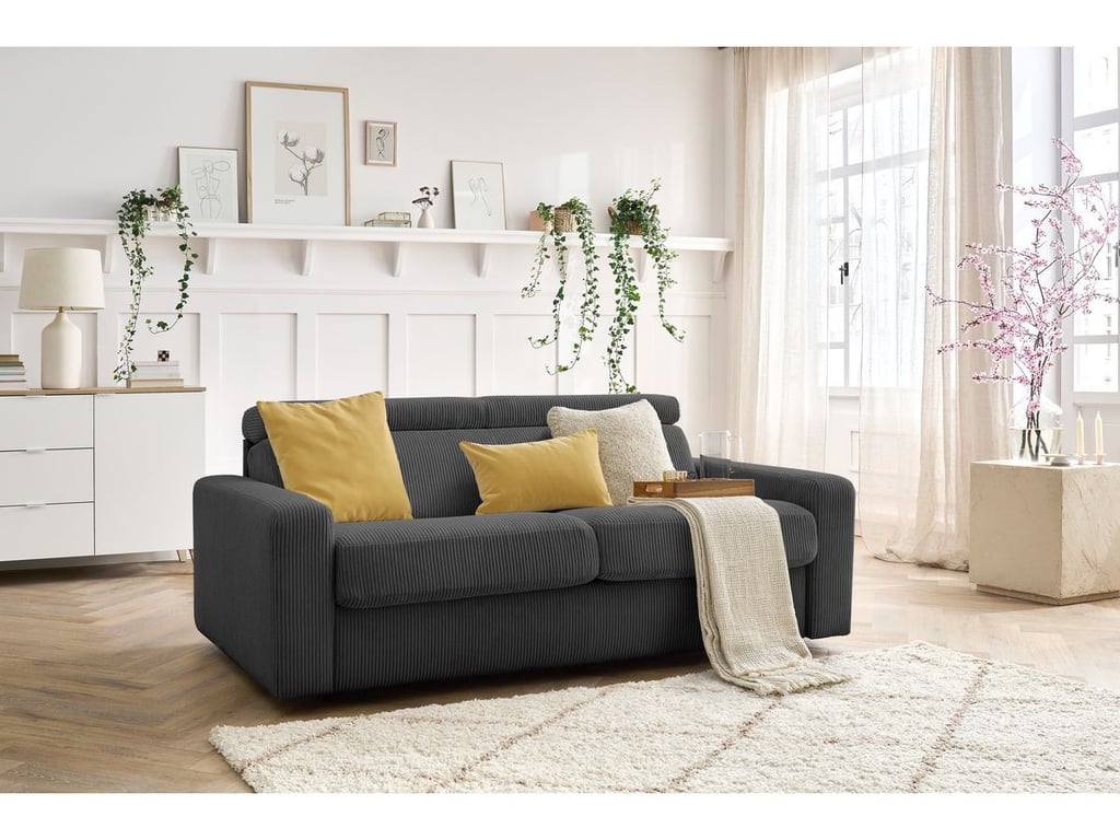 Produit similaire: Canapé droit convertible MONACO ouverture express velours côtelé gris foncé 160x190 BOBOCHIC 3 places