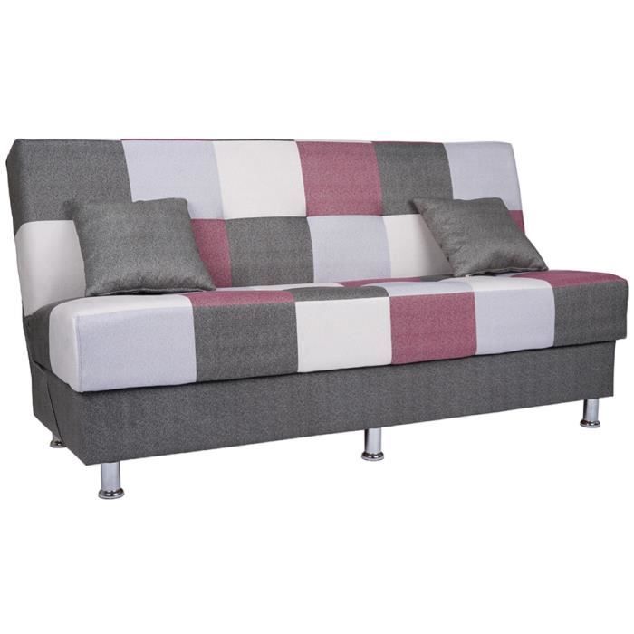Produit similaire: Canapé convertible 3 places patchwork rouge 190 cm avec rangements - PRIMUR