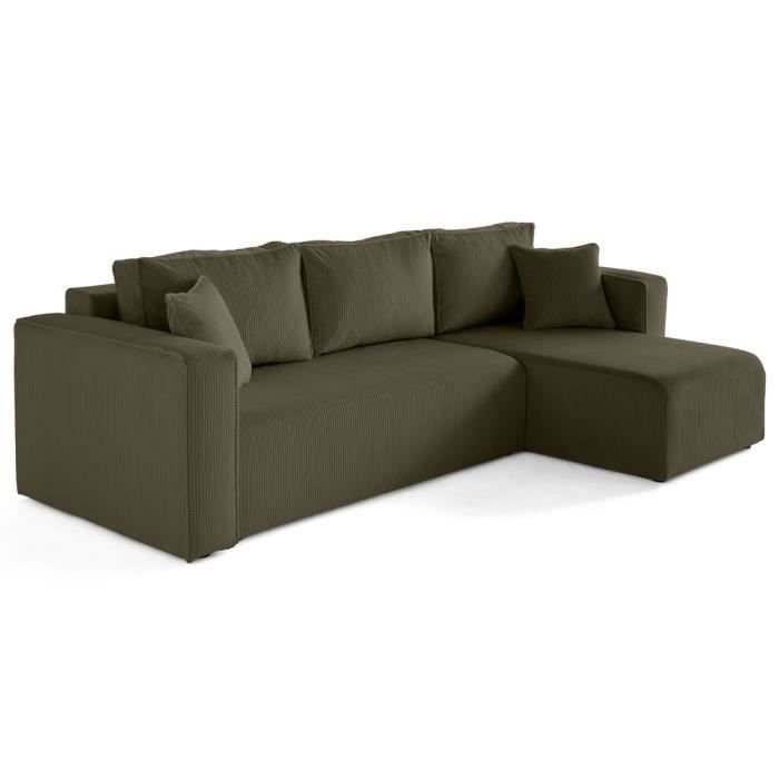 Produit similaire: Topaze - canapé d'angle déhoussable réversible 4 places en velours côtelé - Vert Kaki