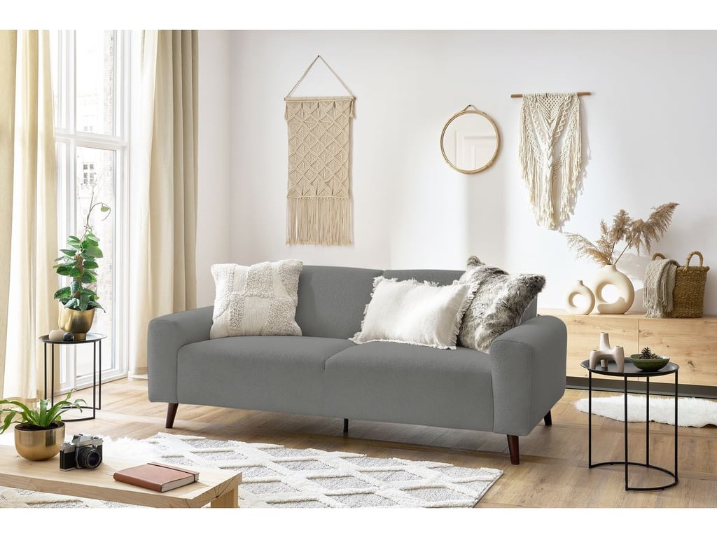 Produit similaire: Canapé droit fixe 3 places BASTILLE tissu bouclette doux gris foncé BOBOCHIC