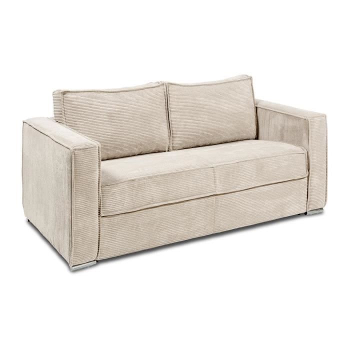 Produit similaire: Canapé 4 places convertible express en velours côtelé beige - Couchage à lattes larges 160 cm - Matelas 14 cm LORETO