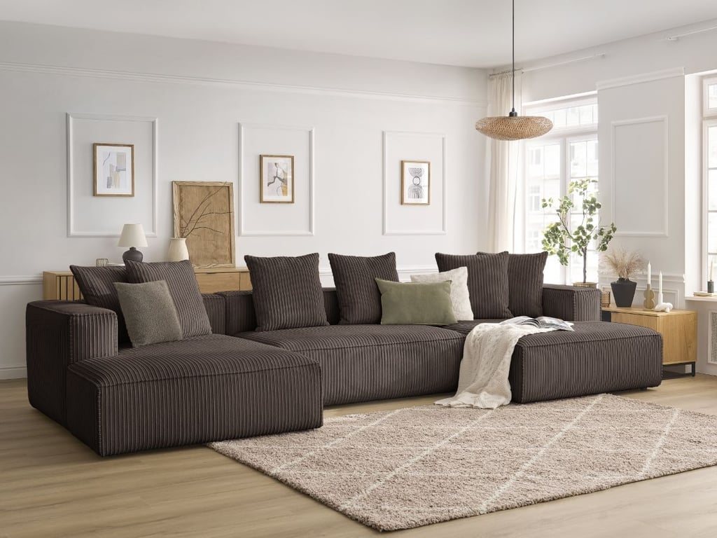 Produit similaire: Canapé panoramique fixe NINA velours côtelé marron BOBOCHIC 4 places