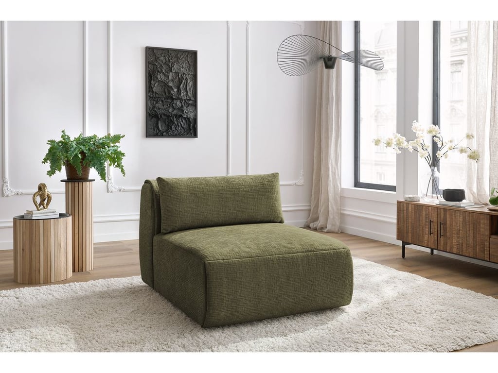 Produit similaire: Chauffeuse 1 place sans accoudoir pour canapé modulable JEANNE tissu texturé vert BOBOCHIC 1 places