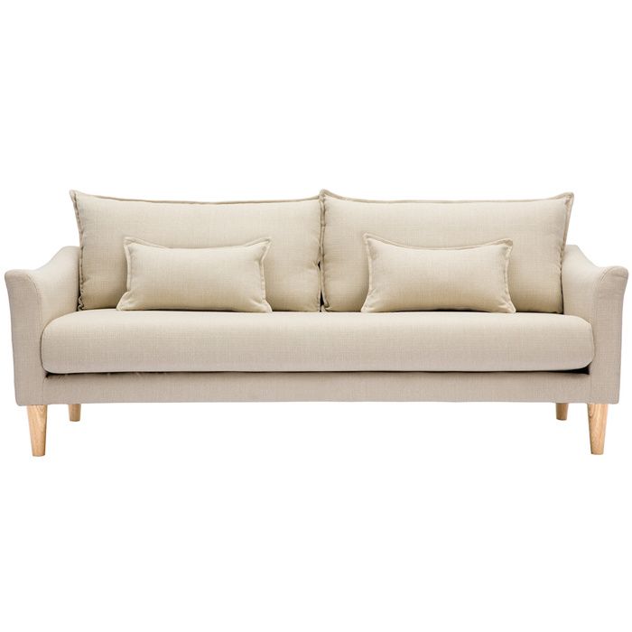 Produit similaire: Canapé scandinave 3 places en tissu beige et bois clair KATE