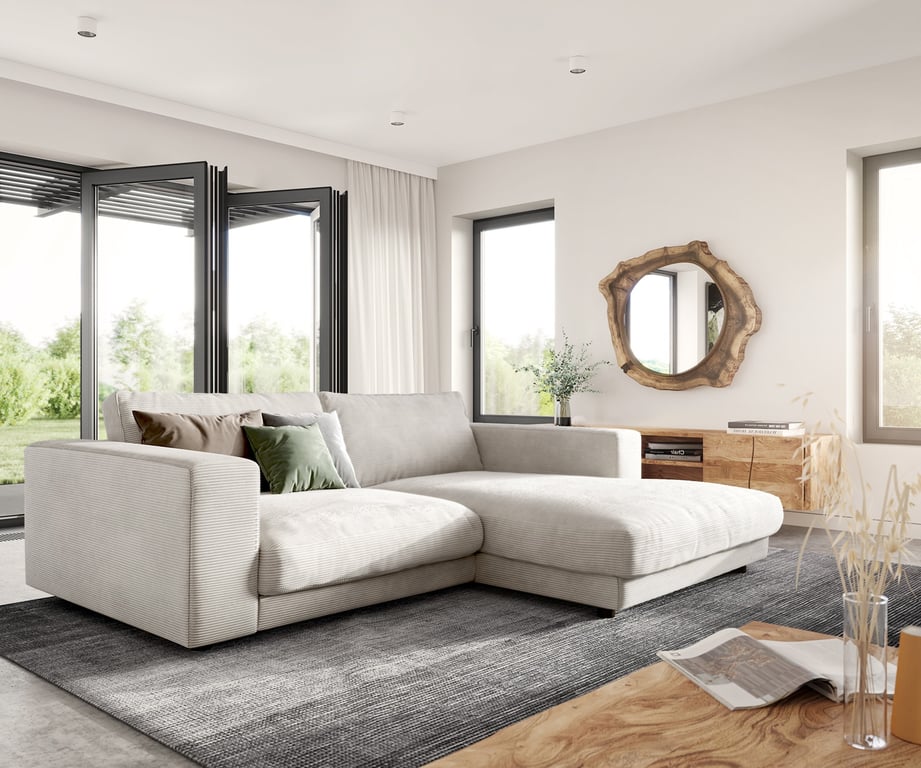 Produit similaire: Canapé-d'angle Cubico 250 x190 Velours côtelé Beige Recamière à droite