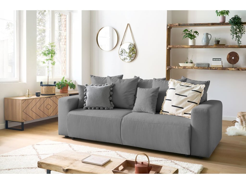 Produit similaire: Canapé droit convertible coffre ENVY velours côtelé gris foncé BOBOCHIC 3 places