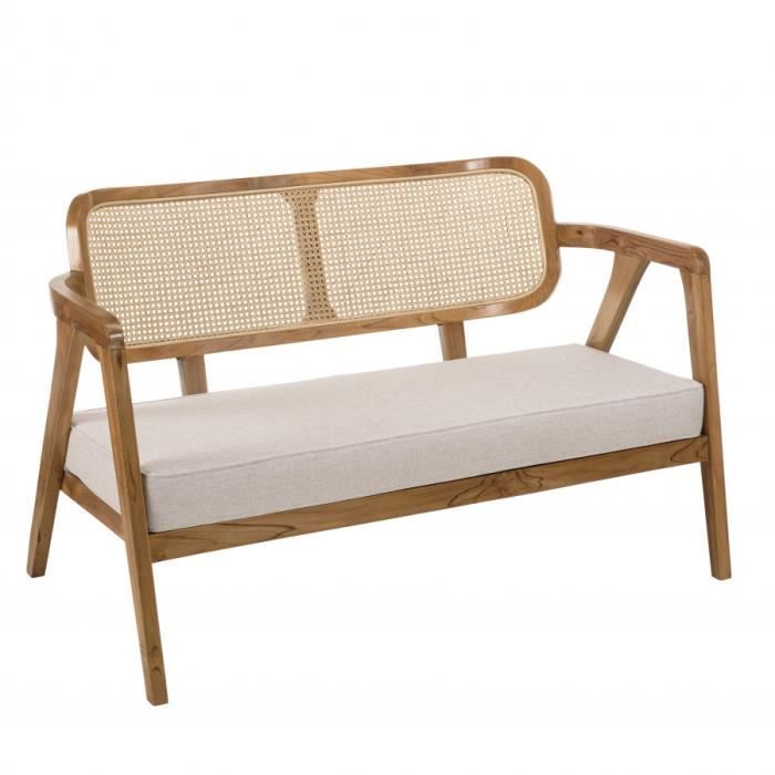 Produit similaire: MACABANE WILL - Canapé FLORES 2 p. en teck dossier cannage naturel coussin gris