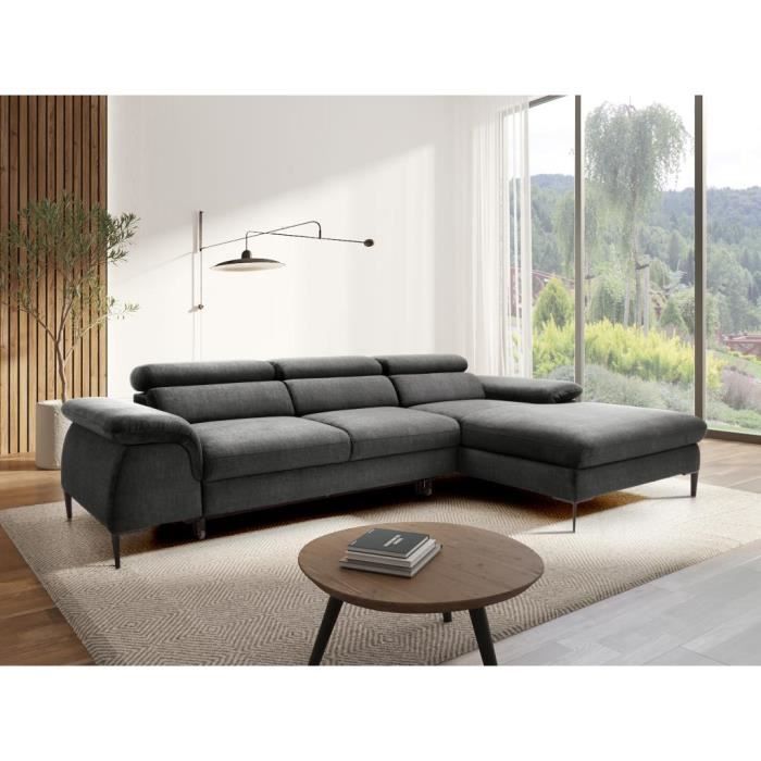 Produit similaire: Canapé d'angle droit convertible en velours anthracite SEPINA