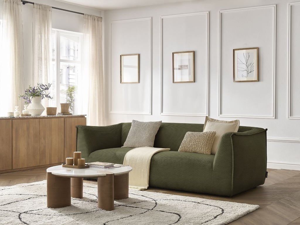 Produit similaire: Canapé droit fixe 3 places GIORGIA velours côtelé vert BOBOCHIC