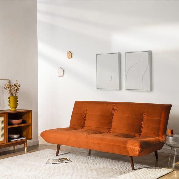 tommy - Canapé convertible velours Orange