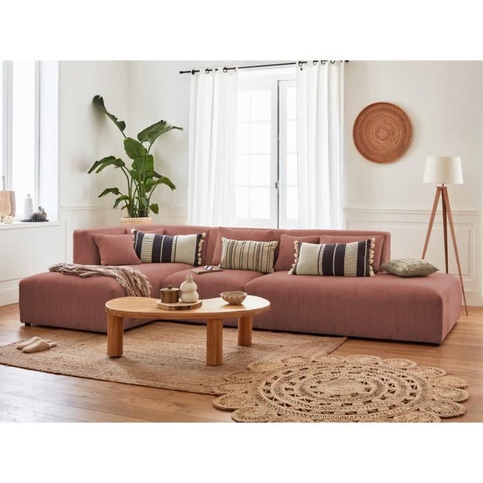 Produit similaire: Canapé d'angle modulable 5 places en velours côtelé - Rose - Lisa Design