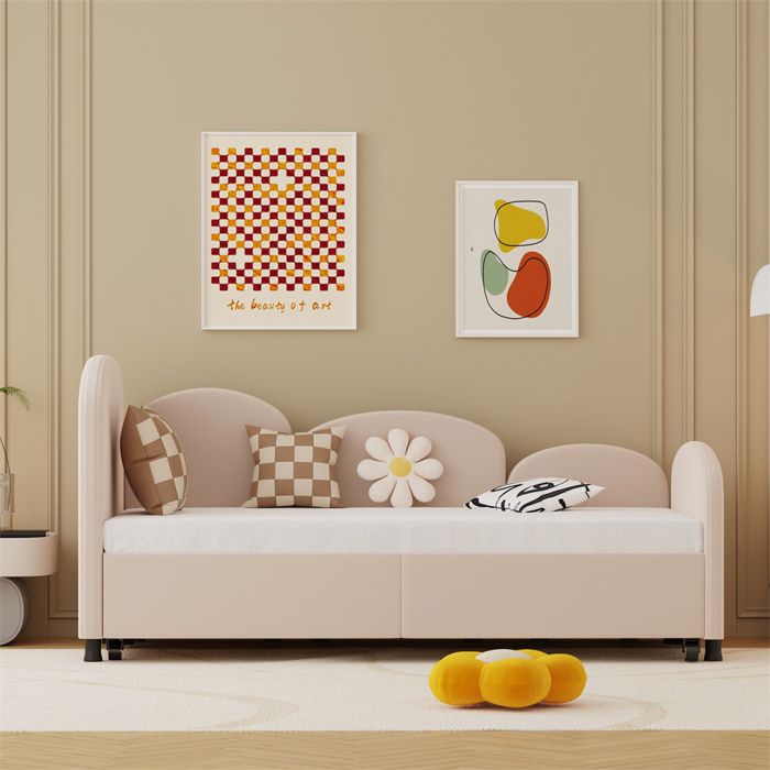 Produit similaire: Canapé-Lit extensible 90x200cm avec sommiers,Lit rembourré Moderne en velours avec lit gigogne pour le salon,chambre,Rose