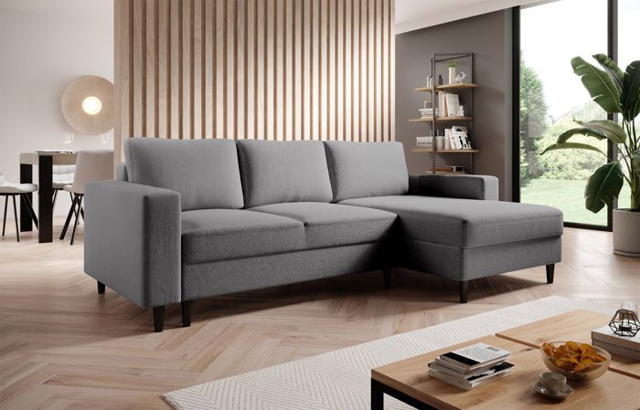 Produit similaire: Canapé d'angle - NALIKA - 230 cm - en L avec un coffre de rangement avec fonction couchage - velours hydrophobe - gris - côté droit