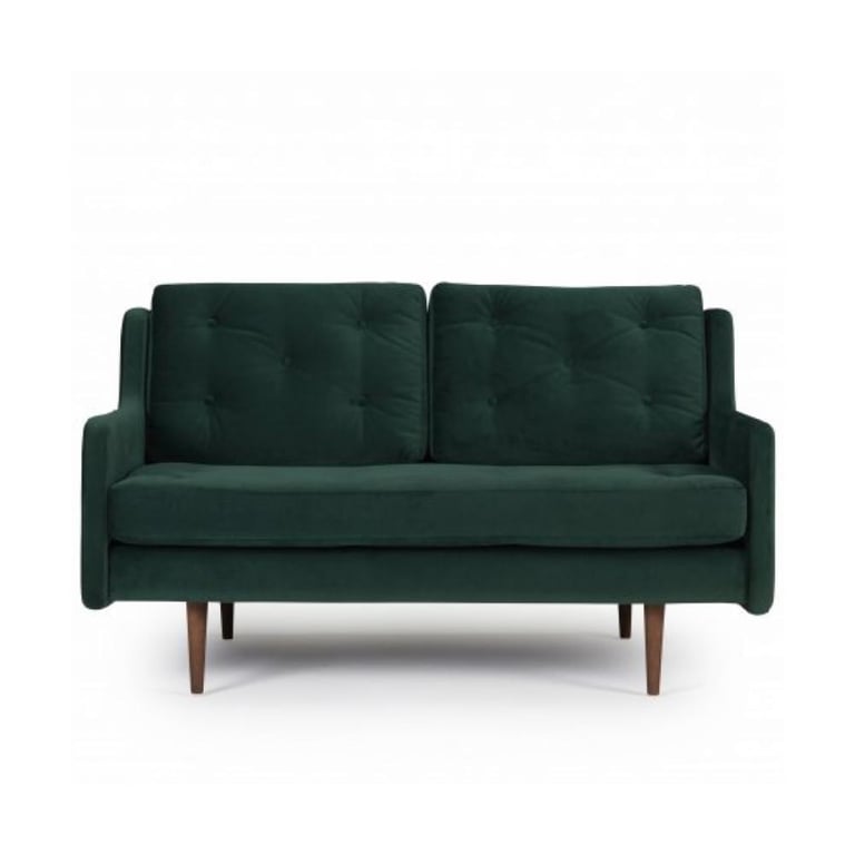 Canapé 2 places design scandinave HORTE piètement en chêne teinté noyer