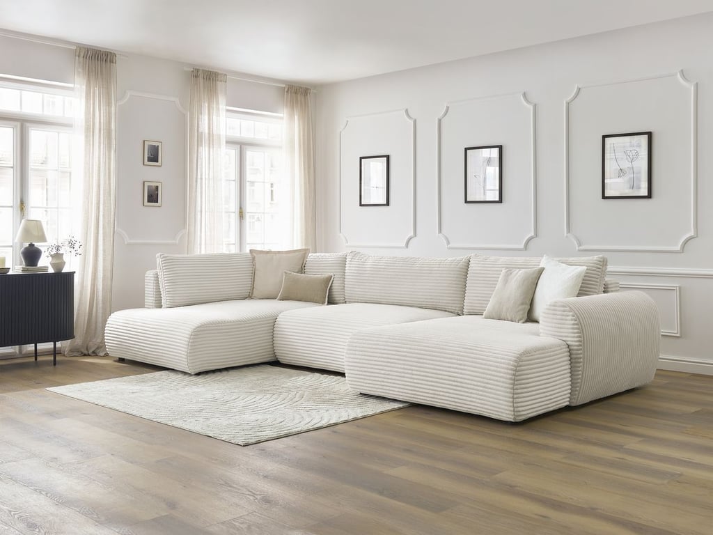 Produit similaire: Lucien canapé panoramique convertible coffre 5 places velours côtelé gros côtelé beige angle droit